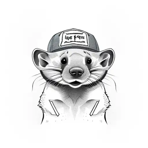 Cartoon Ferret With Backwards Hat