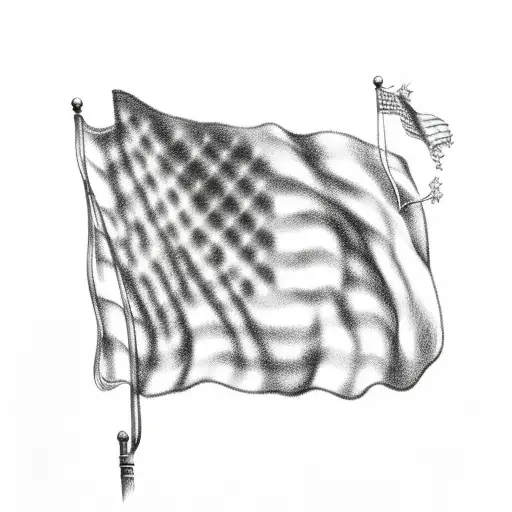 American Flag With Dog Tags