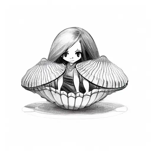 Little Girl Sitting In A Shell