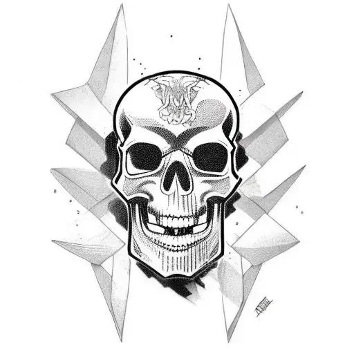 A Phonk Music-themed Skull Tattoo Featuring A Motorcycle And Bass-speakers