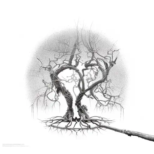 Dead Tree With Seed Of Life In Branches