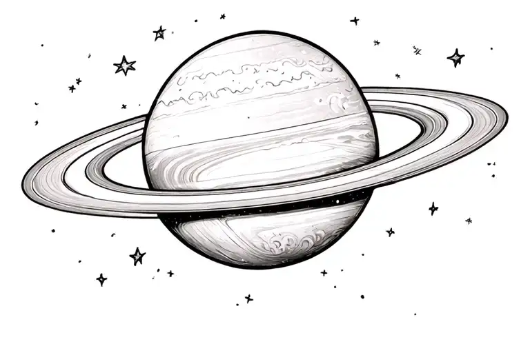 Saturn With A Galaxy Filled With Stars