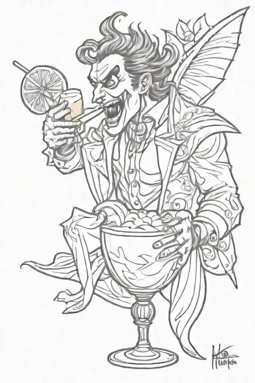Vampire Drinking A Pina Colada Cocktail