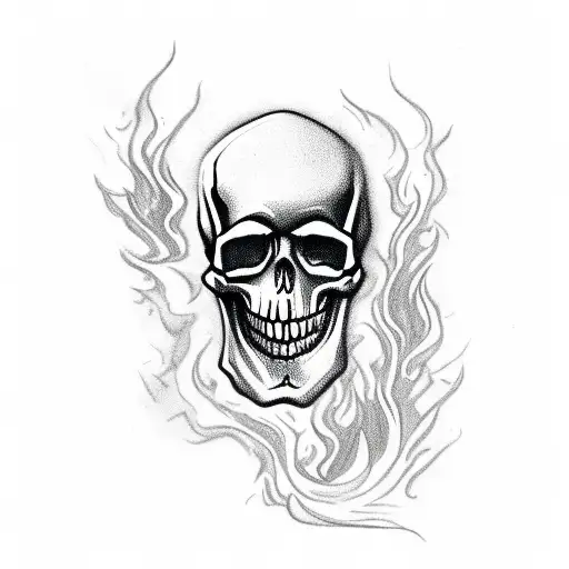 Zippo Lighter With Skull On It And Flames Coming Out