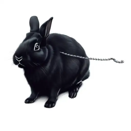 A Black Rabbit On A Leash