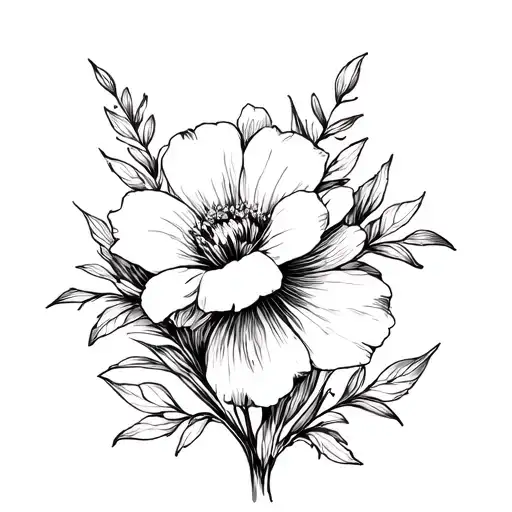 Traditional Negative Space Flower Cluster