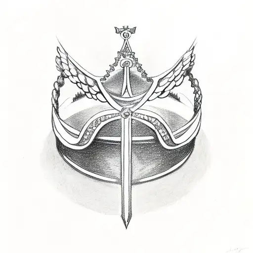 Queen's Crown With Angel Wings And An Infinity Sign