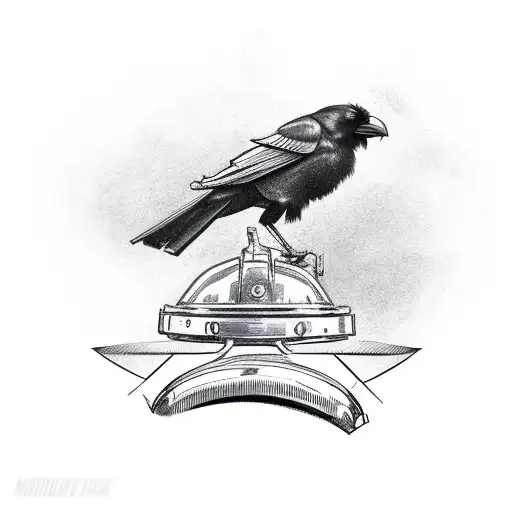 A Crow Perched On A Motorcycle Helmet