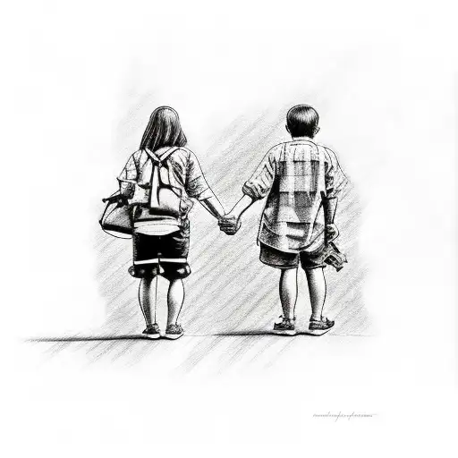 Mom Daughter And Son Holding Hands Leaving Louisiana To Go To North Carolina