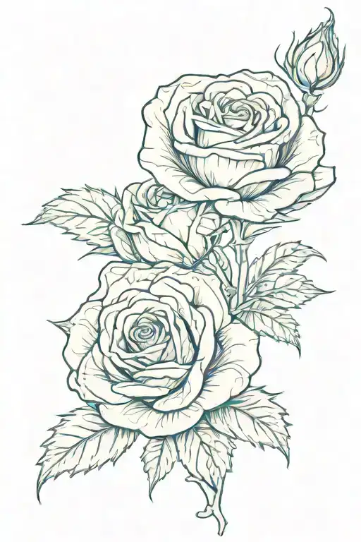 Red Rose And Green Carnation Wrapped Around Eachother With Delicate Lines