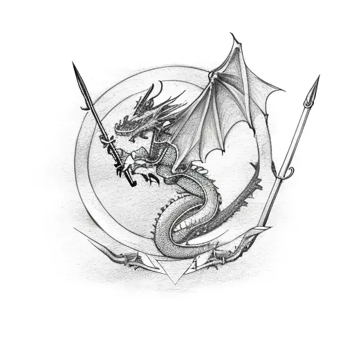 Dragon Holding A Trident