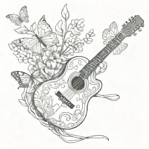 The Last Of Us Butterfly And Plant And Guitare