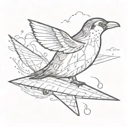 Penguin Flying On Paper Airplane