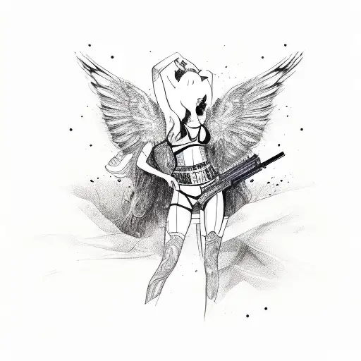 Woman Wearing Victoria Secret Underwear Holding A Gun