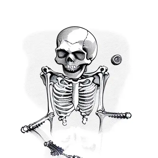Skeleton Without Legs Holding A Bottle Of Vodka