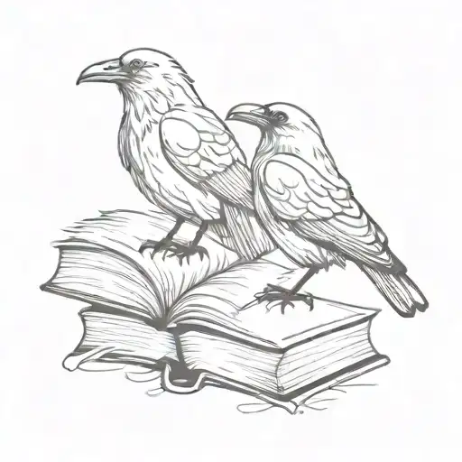 Raven And Dove Standing On A Book