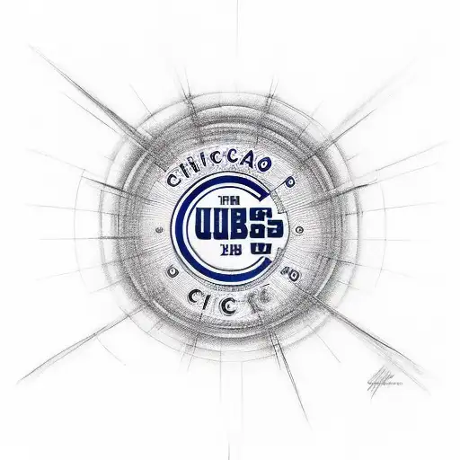 A Sketch-style Tattoo Of The Iconic Chicago Cubs Logo Surrounded By Swirling Energy Waves
