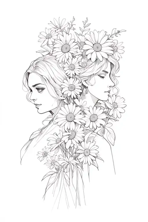 Lillie Of The Valley And Daisies With Cardinals A Male And A Female