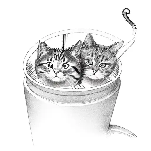 3 Cats And A Coffee Cup In A Window