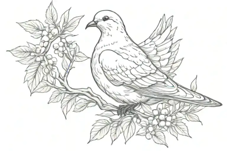 Dove With An Olive Branch Representing A Different