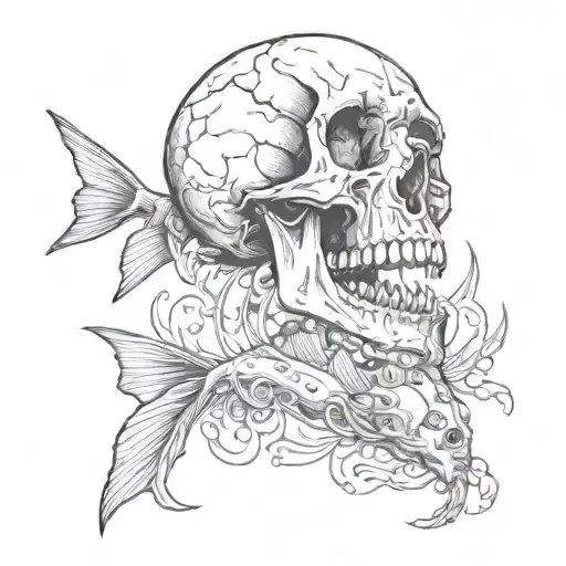 Skull Swallowing A Fish Jumping