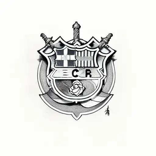 Sword With Roses And Barcelona Symbol On Handle