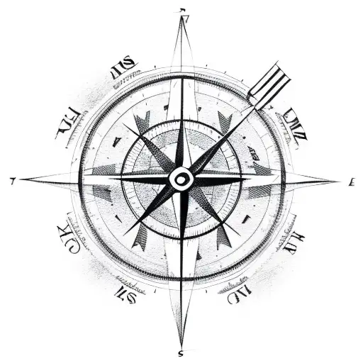 A Sketch-style Compass With Hunting Arrows Forming The Direction Indicators