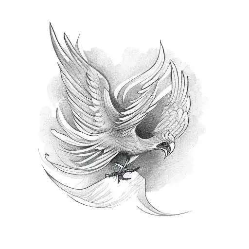 Phoenix Bird With Wings Open