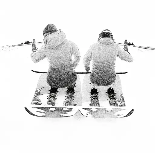 Two Friends Touching Each Other's Asses With Snowboards At The
