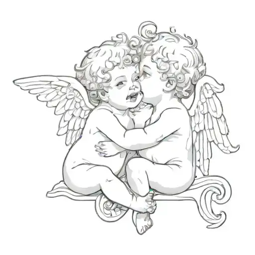2 Cherubs One Is A Demon Telling A Secret In Your Ear
