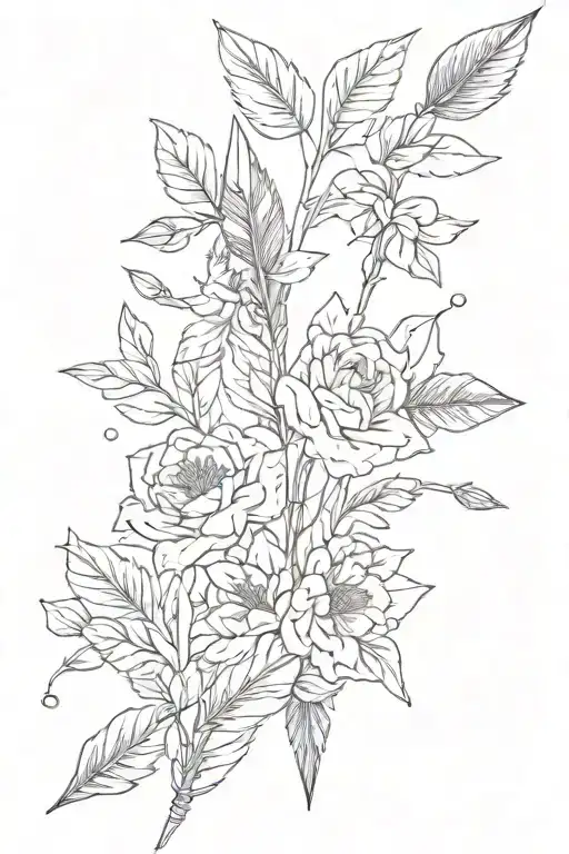 Arrow Facing Down With Two Fletchings With Flowers Or Something In Memory Of A Parent