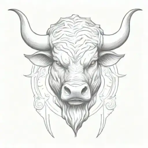 Angry Bull Head Front View