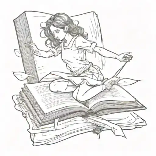 Girl Falling Into Open Book