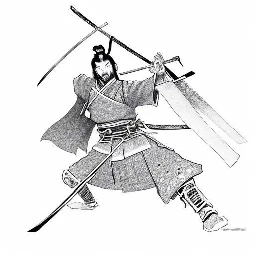 A Samurai With A Burning Katana