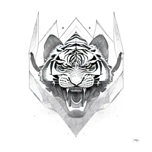 A Sabretooth Tiger Emerging From A Mountain Range