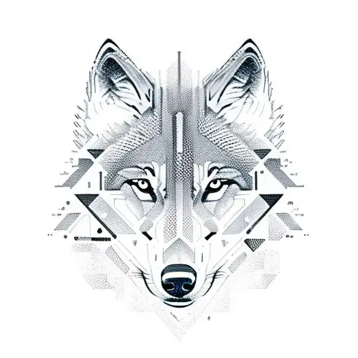 A Wolf Surrounded By Binary Code