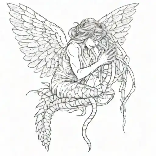 A Praying Angel Is Wrapped Around A Scolopendra