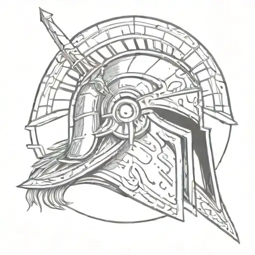 Spartan Helmet With Sword