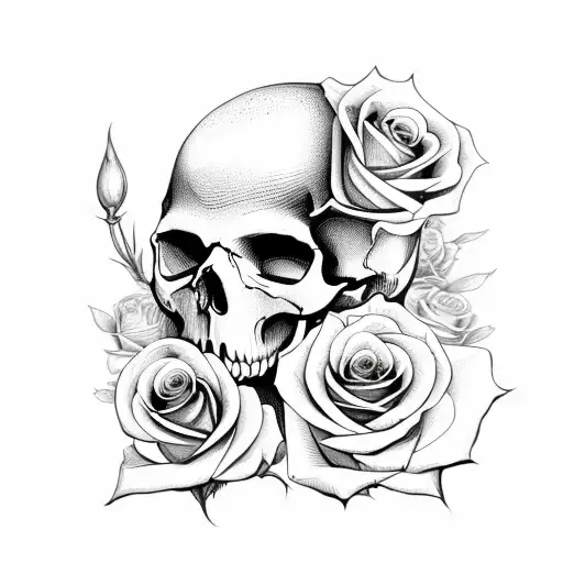 Memento Mori Skull And Roses Tattoo