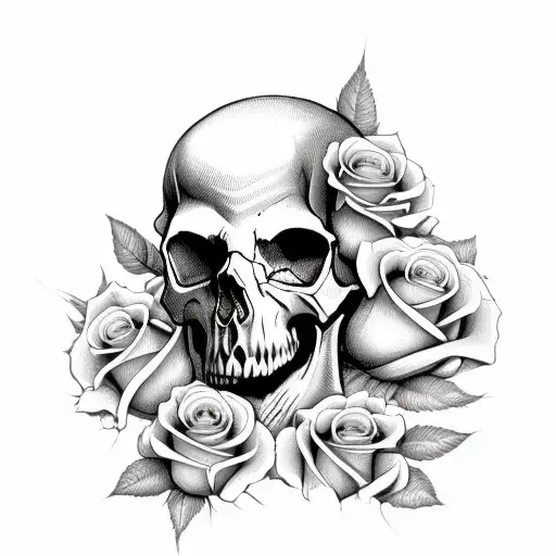 Memento Mori Skull And Roses Tattoo