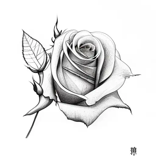 Red Rose With Leaves