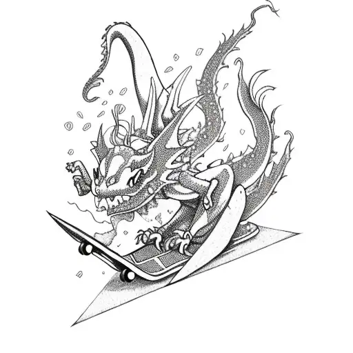 Weed Flower With Dragon On Skateboard