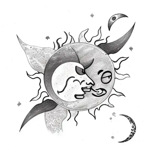 Sun And Moon With Buttetfly