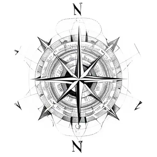 Compass In Face Outline