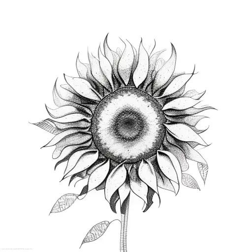 A Sketch-style Sunflower With Falling Leaves