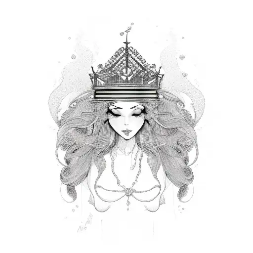 A Beautiful Woman With A Sea-themed Crown