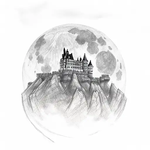 A Castle With A Full Moon