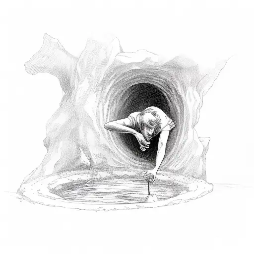 Angel Falling Into A Hole Trying To Pull Himself Out