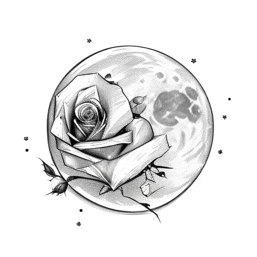 Moon With Rose Heart Broken