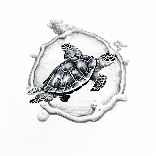 Sea Turtle Drinking A Margarita